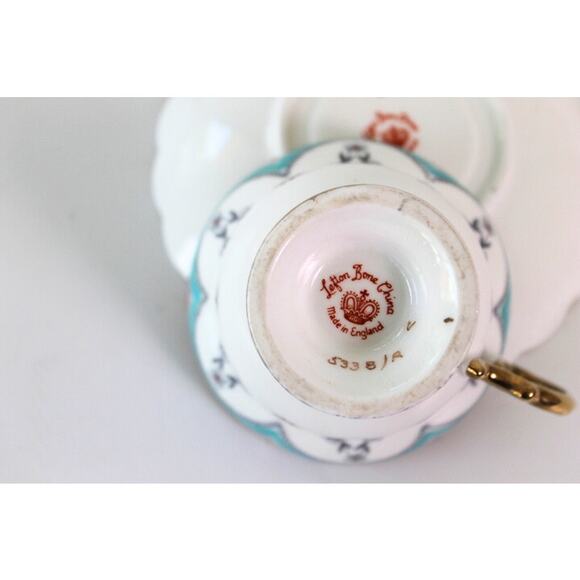 Vintage Tea Cup and Saucer Lefton Rosina Bone China Made in England Blue Gold - Picture 8 of 8